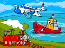 vignetta treno,nave aereo