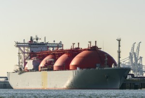 LNG tanker on ship moored at harbor